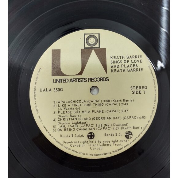 Keath Barrie – Sings of Love & Places (1974) Vinyl LP UA Folk UALA-350G - Picture 10 of 10